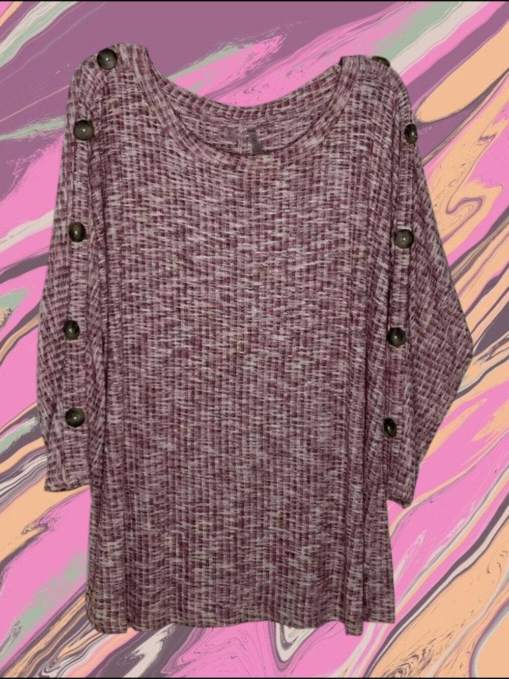 NWT Silverwear Tunic Top Sweater Womens 3X Purple Space Dye Textured Knit FALL